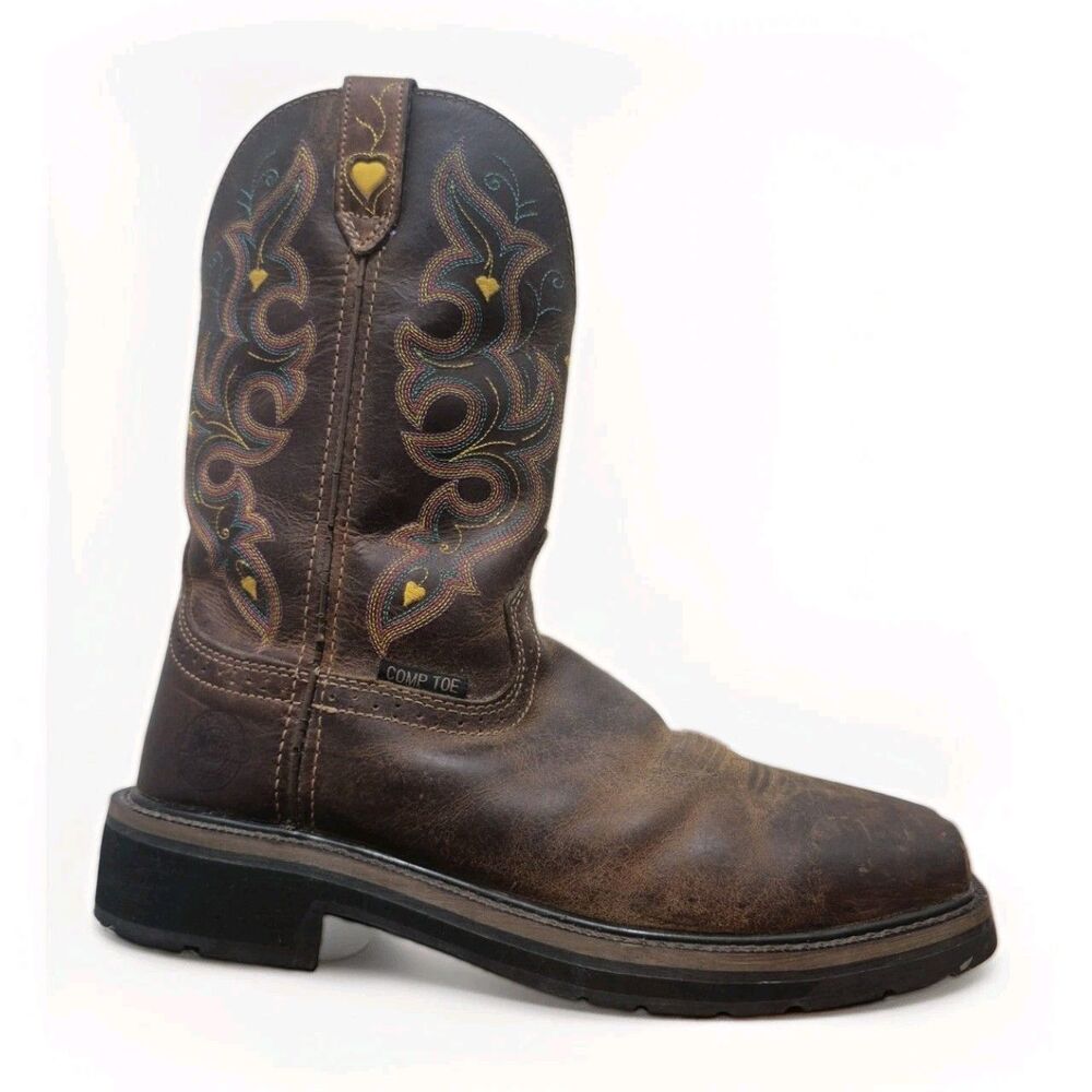 Justin Women's WKL4664 Sunney Comp Toe Work Boots Size 10B Brown Leather